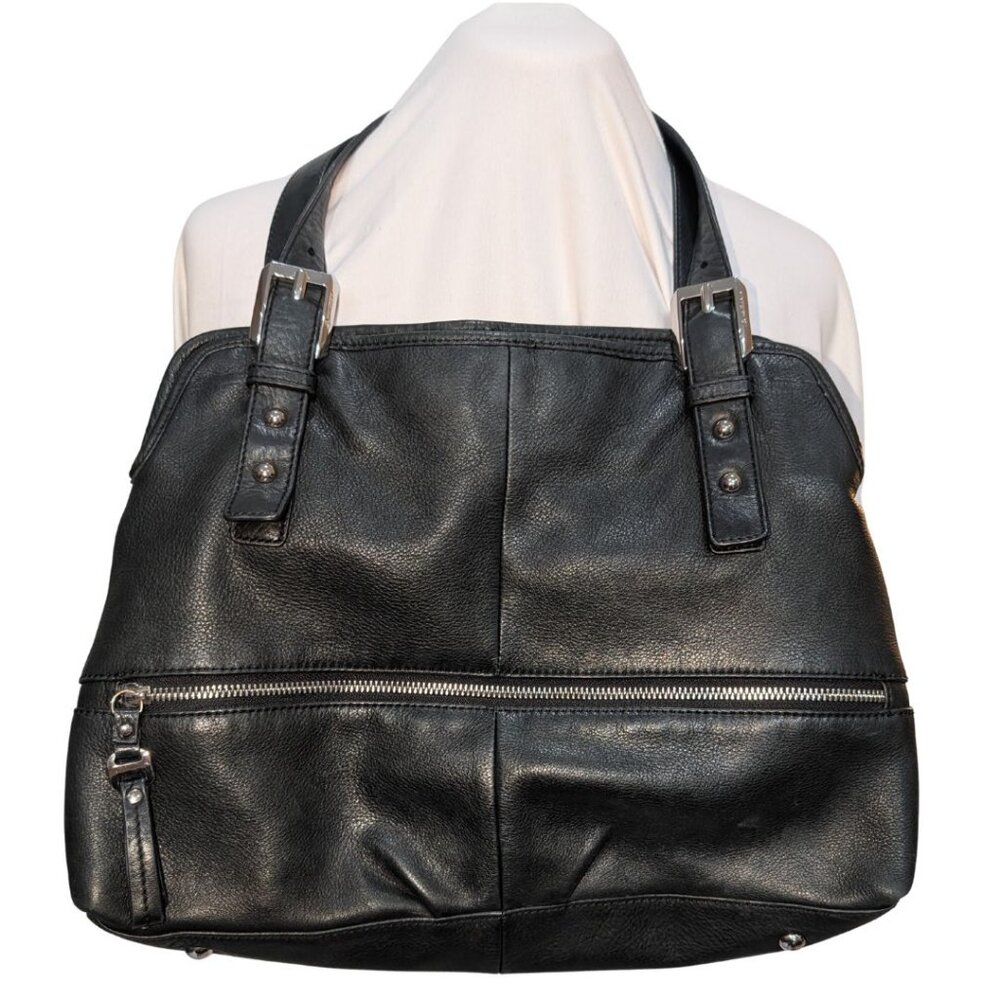 B. Makowsky Black Leather Shoulder Bag